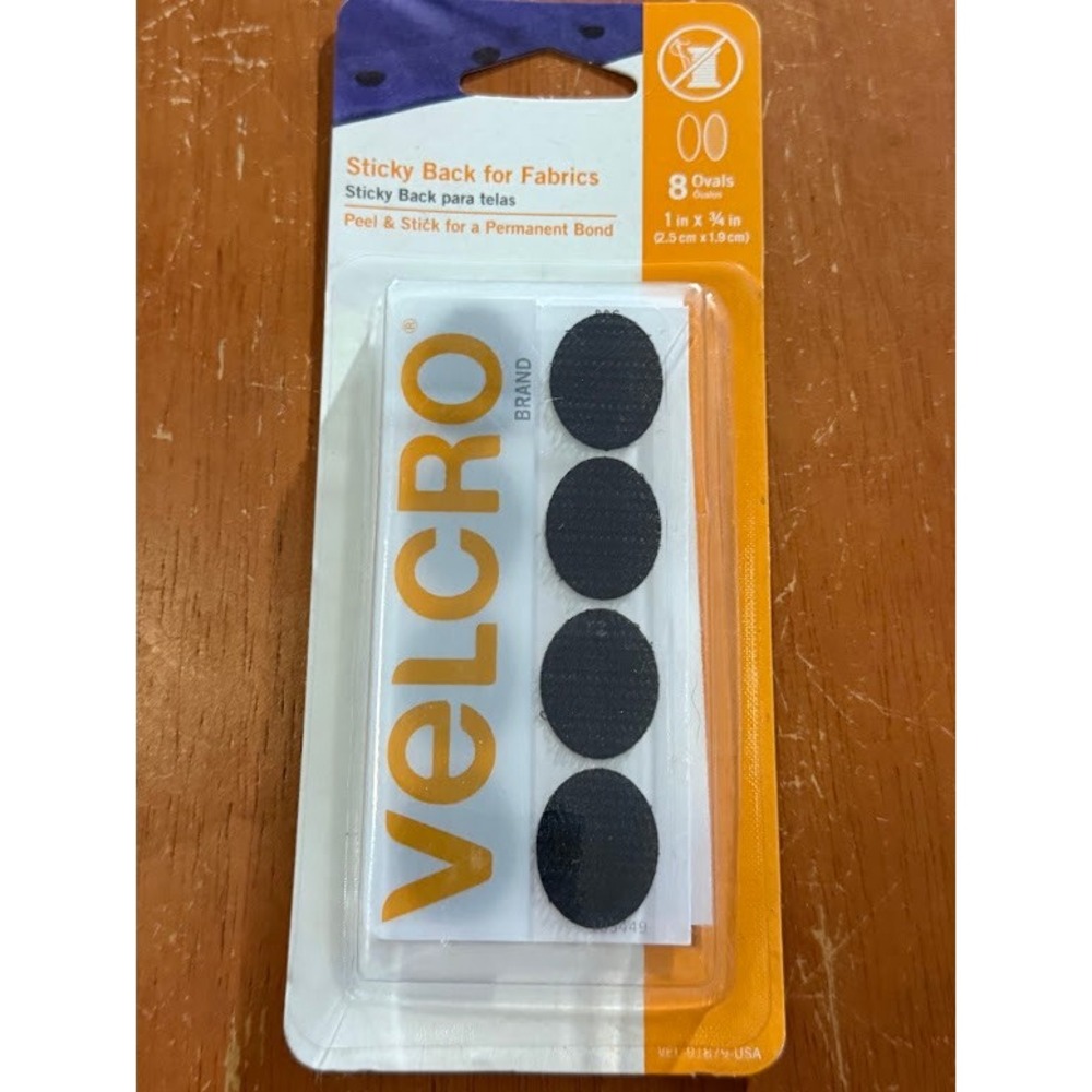 VELCRO Brand Sticky Back for Fabrics 8 Ovals Black Permanent Bond No Sew 91879